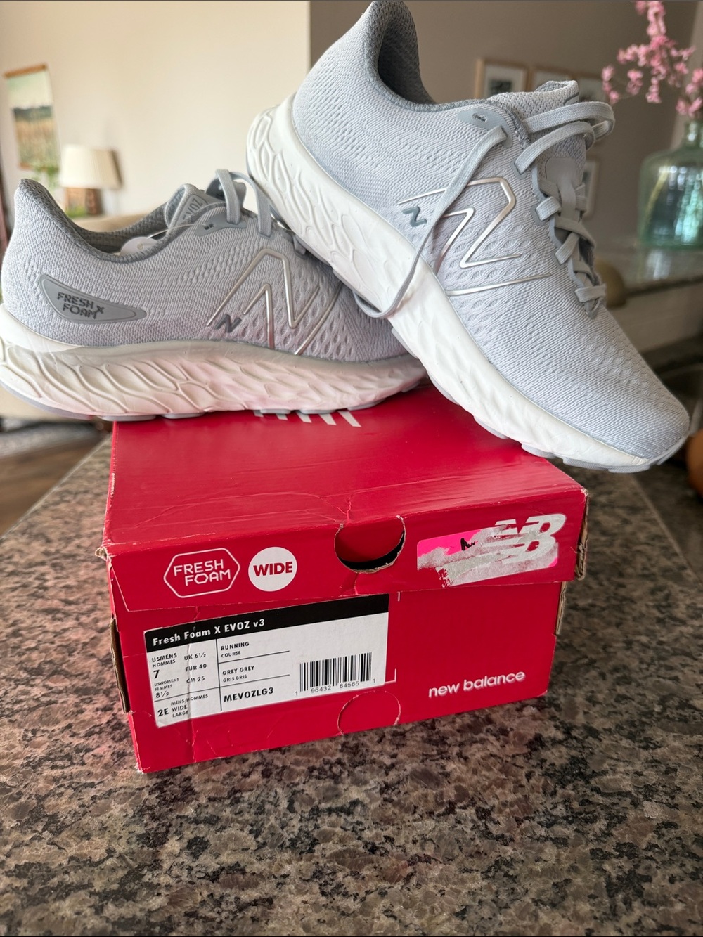 New Balance Light Gray and White Fresh Foam Running Shoes